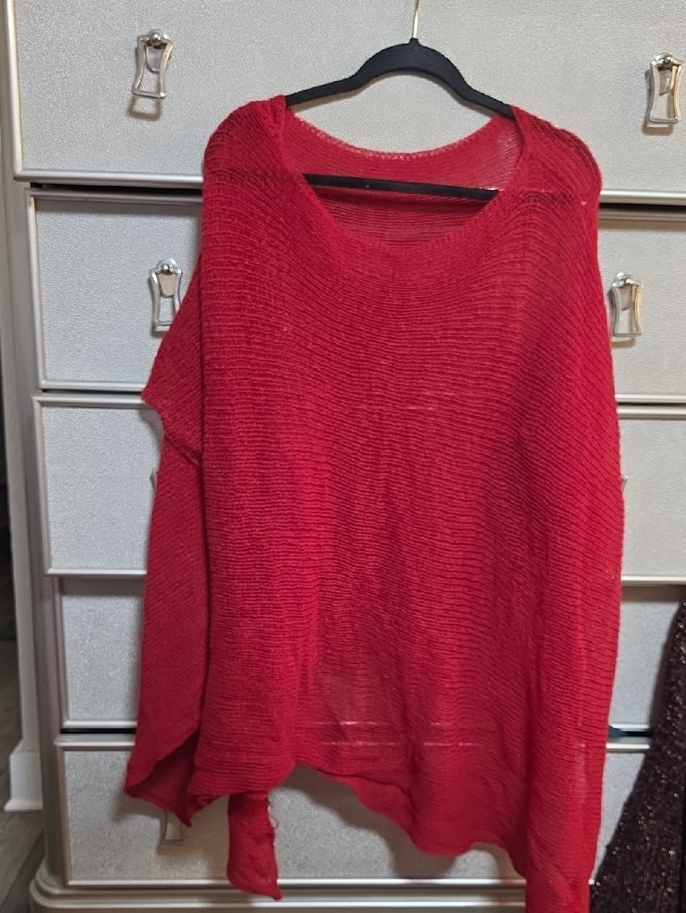 Red Knit Poncho